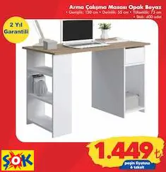 RUUM STORE ARMA ÇALIŞMA MASASI OPAK BEYAZ RUUM STORE ARMA ÇALIŞMA MASASI OPAK BEYAZ